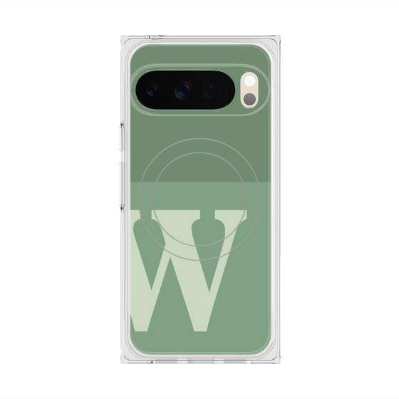 プレミアムスクエアケース with Pixelsnap［ オリジナル - initial two tone - W green ］