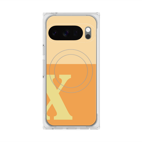 プレミアムスクエアケース with Pixelsnap［ オリジナル - initial two tone - X orange ］