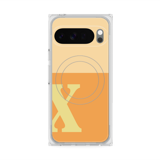 プレミアムスクエアケース with Pixelsnap［ オリジナル - initial two tone - X orange ］