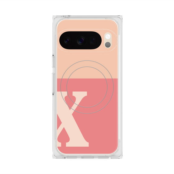 プレミアムスクエアケース with Pixelsnap［ オリジナル - initial two tone - X pink ］