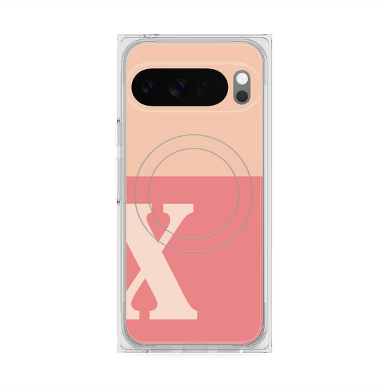 プレミアムスクエアケース with Pixelsnap［ オリジナル - initial two tone - X pink ］