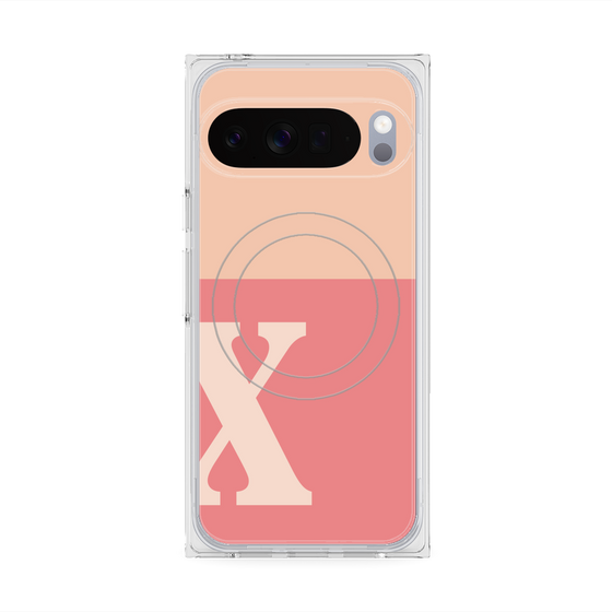 プレミアムスクエアケース with Pixelsnap［ オリジナル - initial two tone - X pink ］