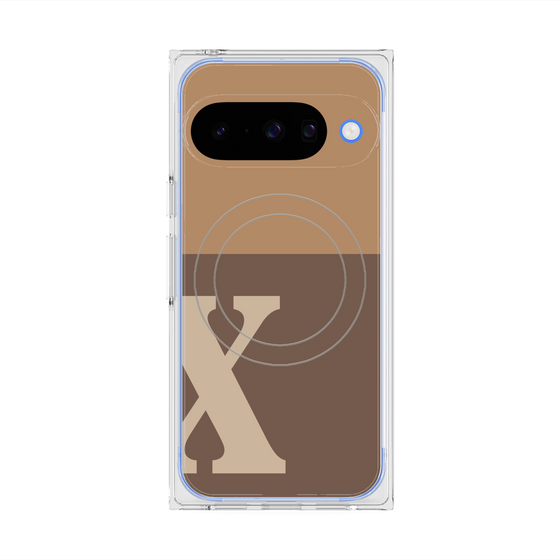 プレミアムスクエアケース with Pixelsnap［ オリジナル - initial two tone - X brown ］