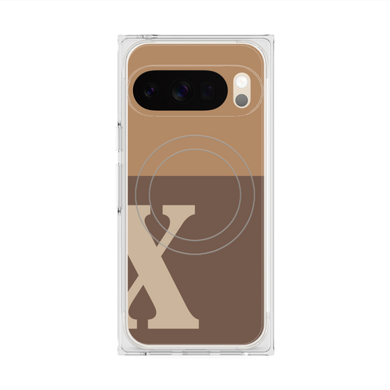 プレミアムスクエアケース with Pixelsnap［ オリジナル - initial two tone - X brown ］