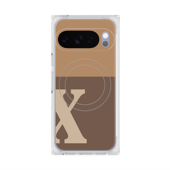 プレミアムスクエアケース with Pixelsnap［ オリジナル - initial two tone - X brown ］