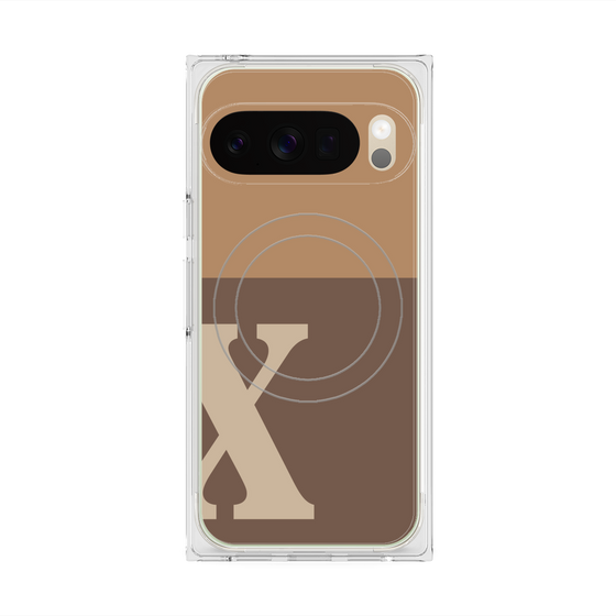 プレミアムスクエアケース with Pixelsnap［ オリジナル - initial two tone - X brown ］