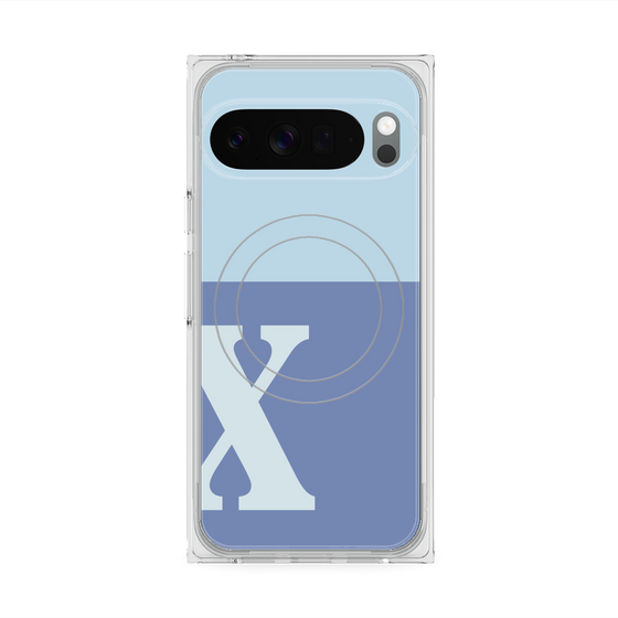 プレミアムスクエアケース with Pixelsnap［ オリジナル - initial two tone - X blue ］