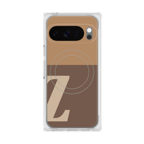 プレミアムスクエアケース with Pixelsnap［ オリジナル - initial two tone - Z brown ］