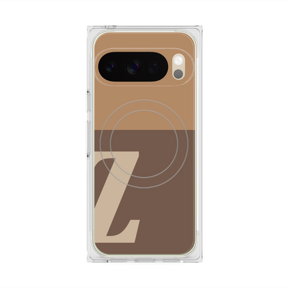 プレミアムスクエアケース with Pixelsnap［ オリジナル - initial two tone - Z brown ］