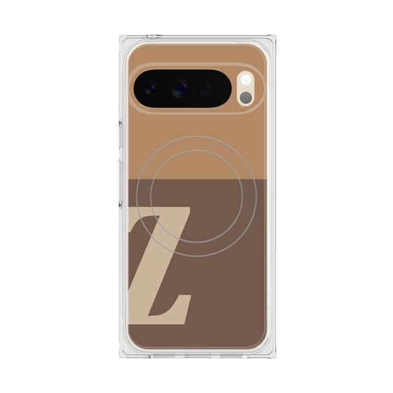 プレミアムスクエアケース with Pixelsnap［ オリジナル - initial two tone - Z brown ］
