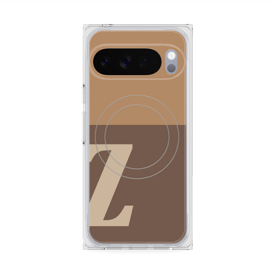 プレミアムスクエアケース with Pixelsnap［ オリジナル - initial two tone - Z brown ］