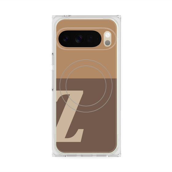 プレミアムスクエアケース with Pixelsnap［ オリジナル - initial two tone - Z brown ］