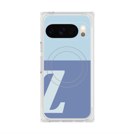プレミアムスクエアケース with Pixelsnap［ オリジナル - initial two tone - Z blue ］