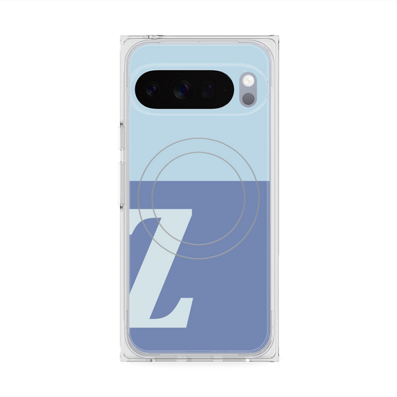 プレミアムスクエアケース with Pixelsnap［ オリジナル - initial two tone - Z blue ］