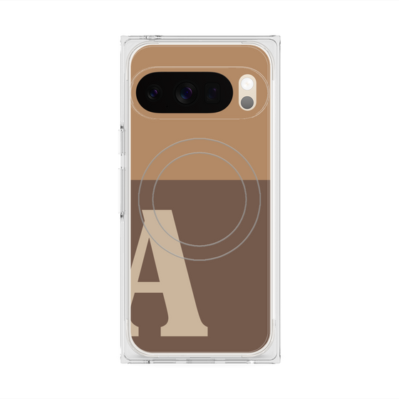 プレミアムスクエアケース with Pixelsnap［ オリジナル - initial two tone - A brown ］