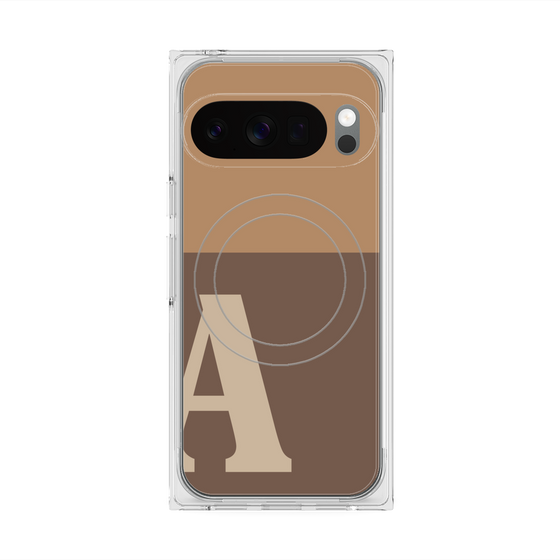 プレミアムスクエアケース with Pixelsnap［ オリジナル - initial two tone - A brown ］