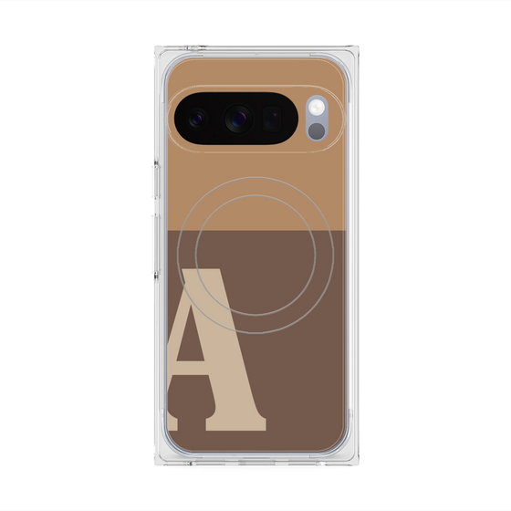プレミアムスクエアケース with Pixelsnap［ オリジナル - initial two tone - A brown ］