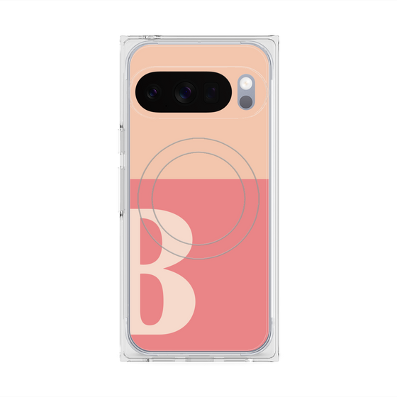 プレミアムスクエアケース with Pixelsnap［ オリジナル - initial two tone - B pink ］