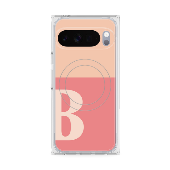 プレミアムスクエアケース with Pixelsnap［ オリジナル - initial two tone - B pink ］