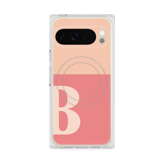 プレミアムスクエアケース with Pixelsnap［ オリジナル - initial two tone - B pink ］