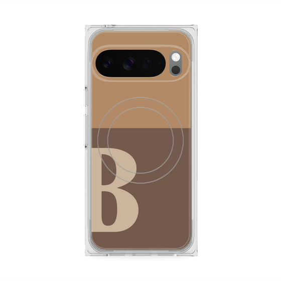 プレミアムスクエアケース with Pixelsnap［ オリジナル - initial two tone - B brown ］