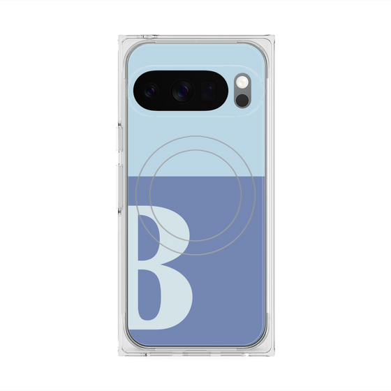プレミアムスクエアケース with Pixelsnap［ オリジナル - initial two tone - B blue ］