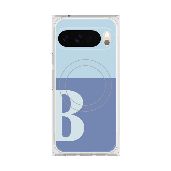 プレミアムスクエアケース with Pixelsnap［ オリジナル - initial two tone - B blue ］