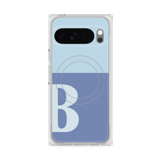 プレミアムスクエアケース with Pixelsnap［ オリジナル - initial two tone - B blue ］