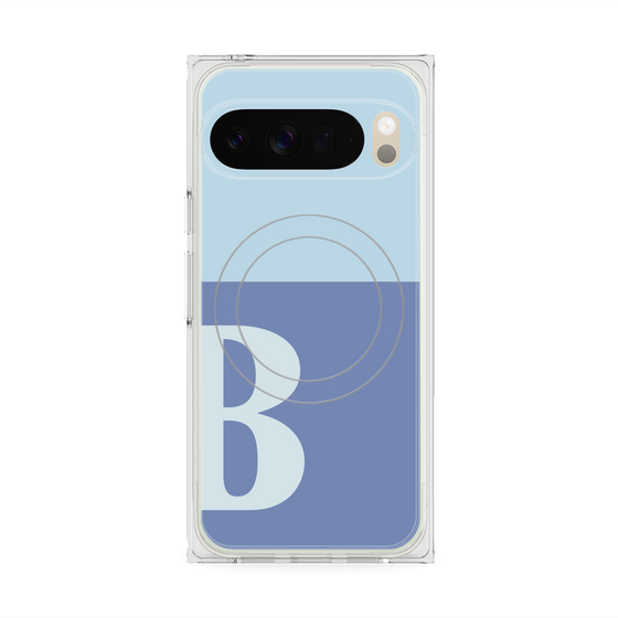 プレミアムスクエアケース with Pixelsnap［ オリジナル - initial two tone - B blue ］