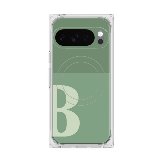 プレミアムスクエアケース with Pixelsnap［ オリジナル - initial two tone - B green ］