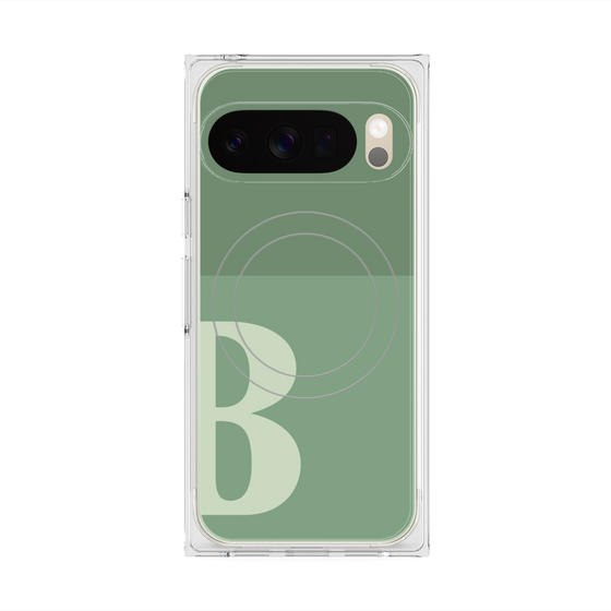 プレミアムスクエアケース with Pixelsnap［ オリジナル - initial two tone - B green ］