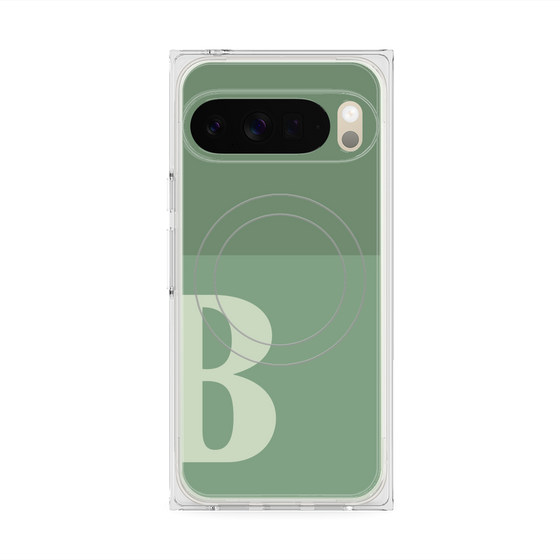 プレミアムスクエアケース with Pixelsnap［ オリジナル - initial two tone - B green ］