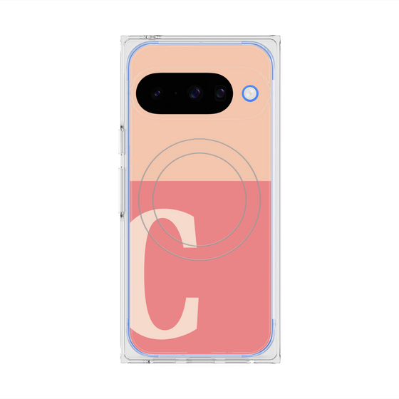 プレミアムスクエアケース with Pixelsnap［ オリジナル - initial two tone - C pink ］