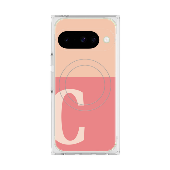 プレミアムスクエアケース with Pixelsnap［ オリジナル - initial two tone - C pink ］