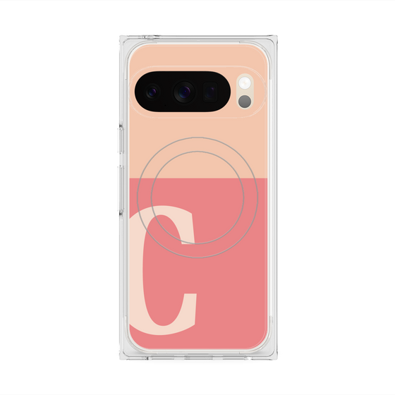 プレミアムスクエアケース with Pixelsnap［ オリジナル - initial two tone - C pink ］