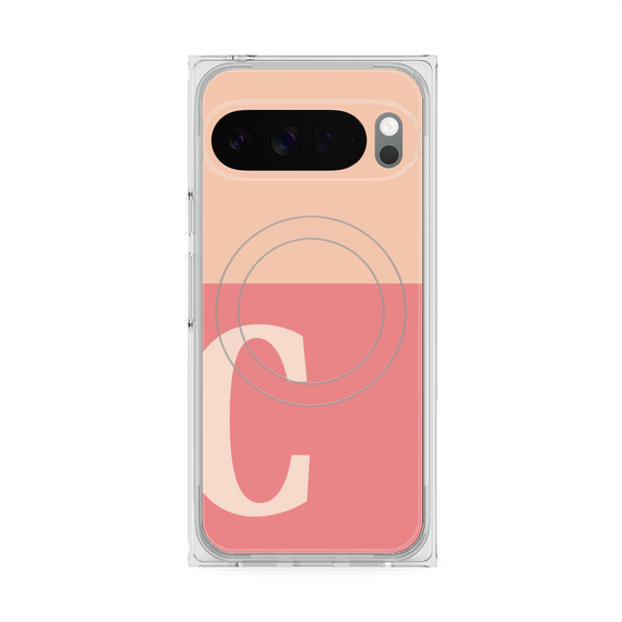 プレミアムスクエアケース with Pixelsnap［ オリジナル - initial two tone - C pink ］