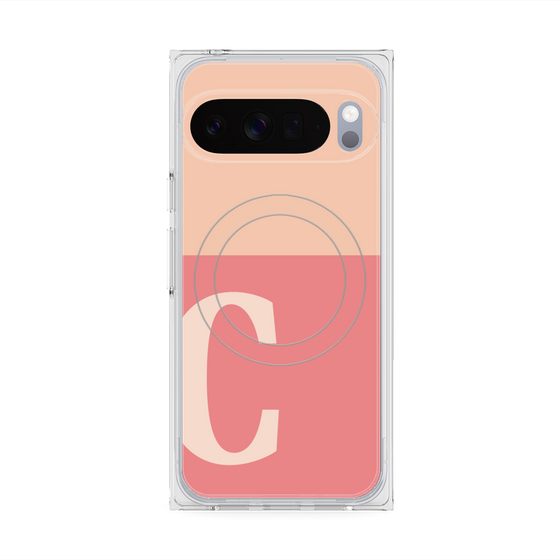 プレミアムスクエアケース with Pixelsnap［ オリジナル - initial two tone - C pink ］