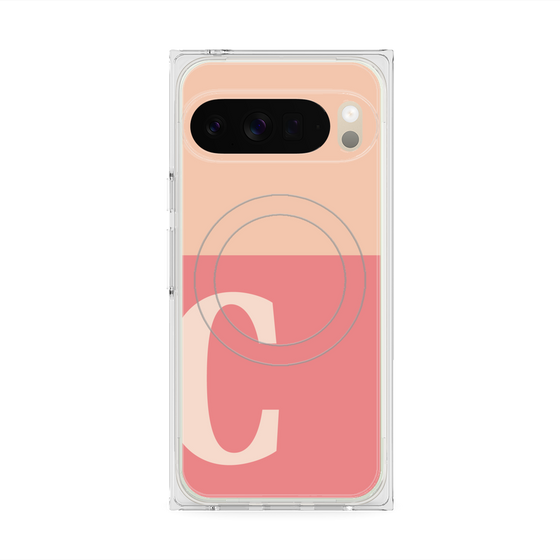 プレミアムスクエアケース with Pixelsnap［ オリジナル - initial two tone - C pink ］
