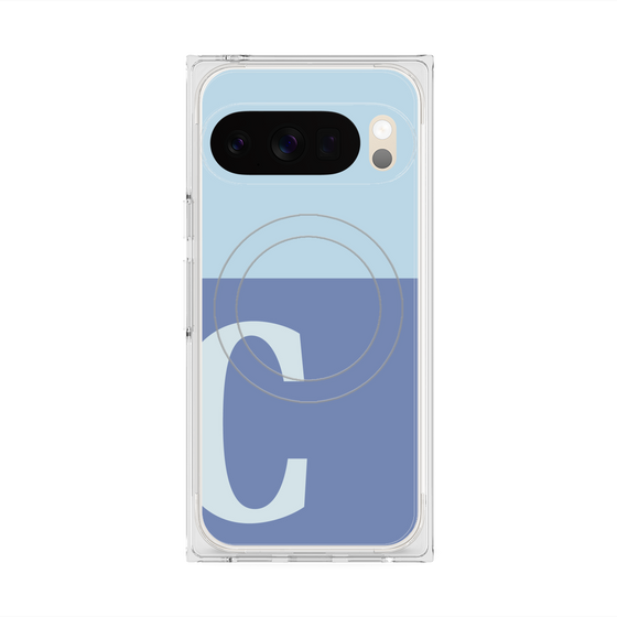 プレミアムスクエアケース with Pixelsnap［ オリジナル - initial two tone - C blue ］