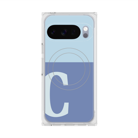プレミアムスクエアケース with Pixelsnap［ オリジナル - initial two tone - C blue ］