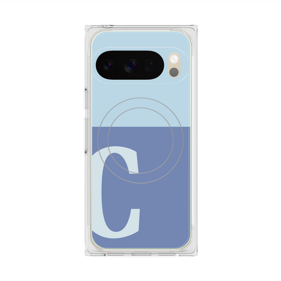 プレミアムスクエアケース with Pixelsnap［ オリジナル - initial two tone - C blue ］