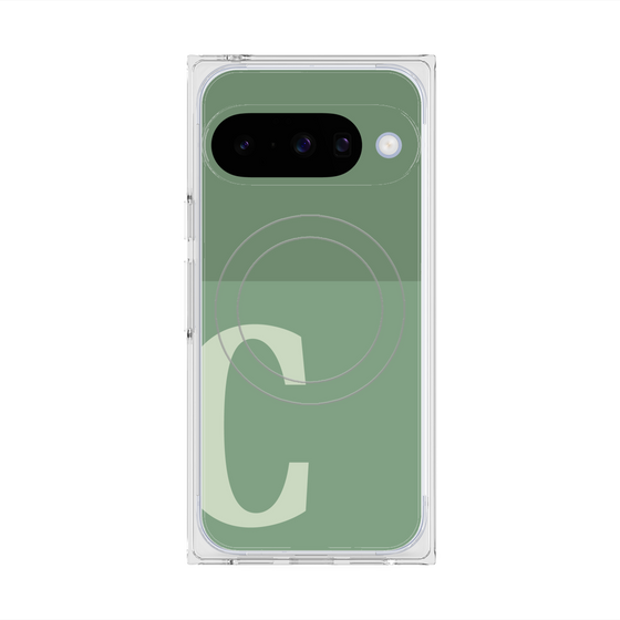 プレミアムスクエアケース with Pixelsnap［ オリジナル - initial two tone - C green ］