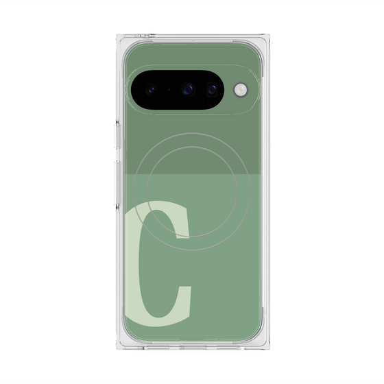 プレミアムスクエアケース with Pixelsnap［ オリジナル - initial two tone - C green ］