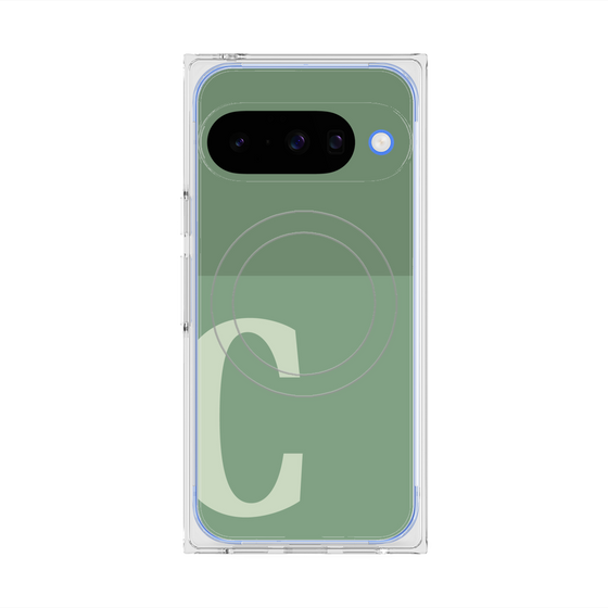 プレミアムスクエアケース with Pixelsnap［ オリジナル - initial two tone - C green ］