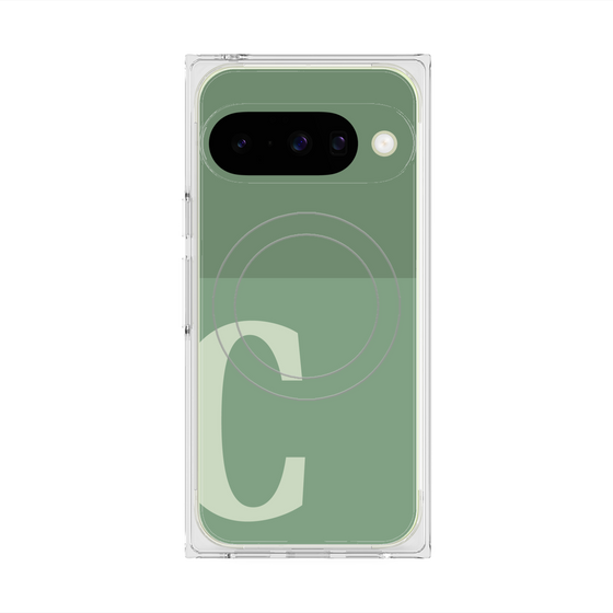 プレミアムスクエアケース with Pixelsnap［ オリジナル - initial two tone - C green ］