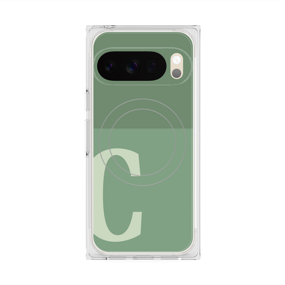 プレミアムスクエアケース with Pixelsnap［ オリジナル - initial two tone - C green ］