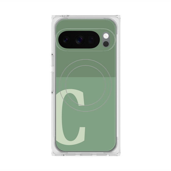 プレミアムスクエアケース with Pixelsnap［ オリジナル - initial two tone - C green ］