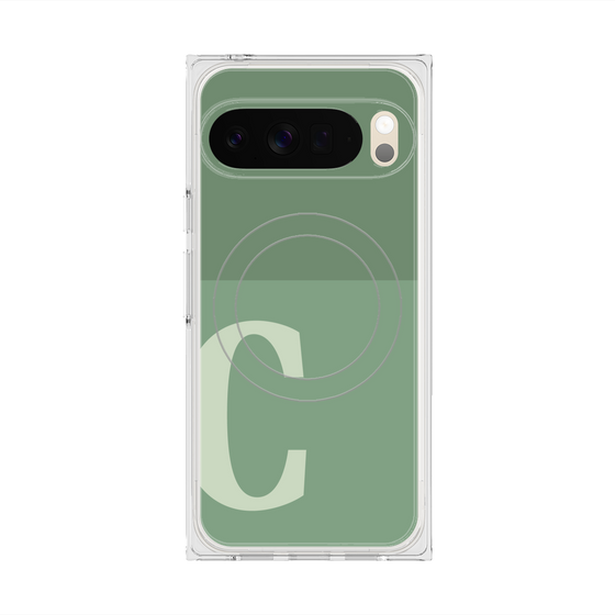 プレミアムスクエアケース with Pixelsnap［ オリジナル - initial two tone - C green ］