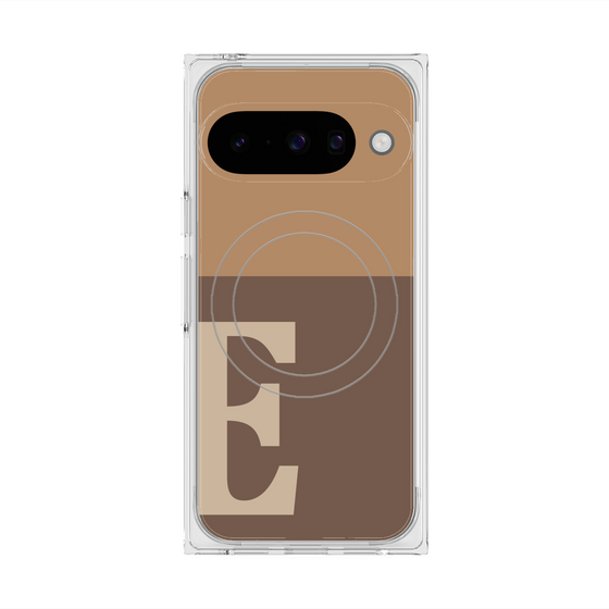 プレミアムスクエアケース with Pixelsnap［ オリジナル - initial two tone - E brown ］