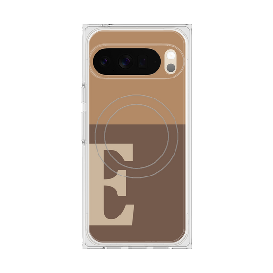 プレミアムスクエアケース with Pixelsnap［ オリジナル - initial two tone - E brown ］